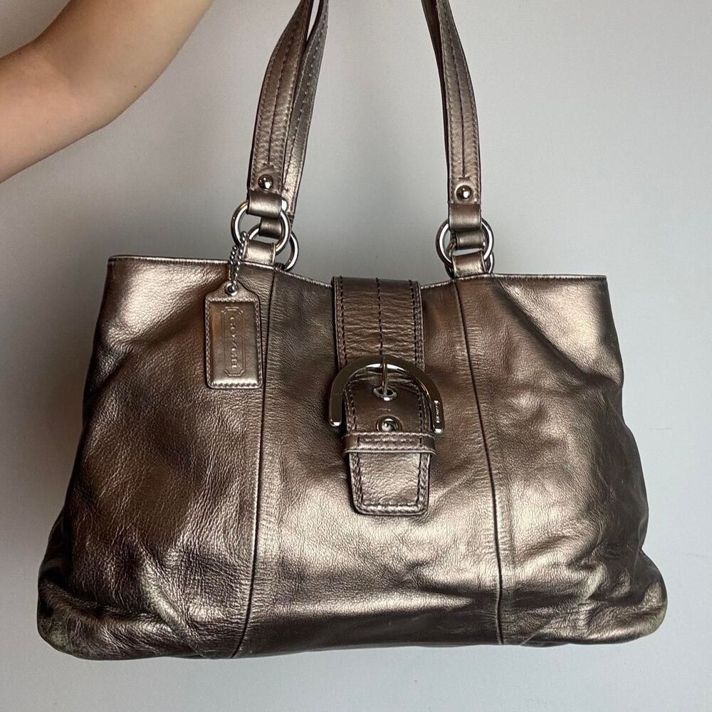 Coach Women's Brown and Gold Bag